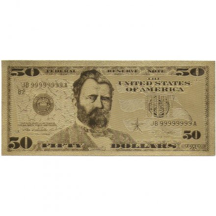 Сувенирная банкнота США 50 долларов (золотые) - UNC
