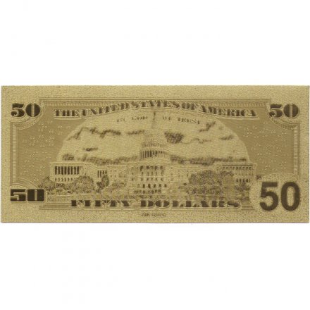 Сувенирная банкнота США 50 долларов (золотые) - UNC
