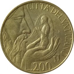 Ватикан 200 лир 1988 год