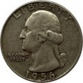 США 25 центов (1/4 доллара) 1956 год - Джордж Вашингтон (без отметки МД)