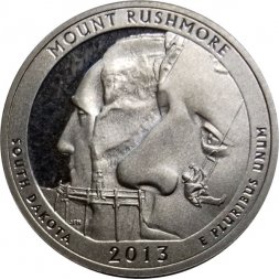 США 25 центов 2013 год - Национальный мемориал Маунт-Рашмор (S) proof