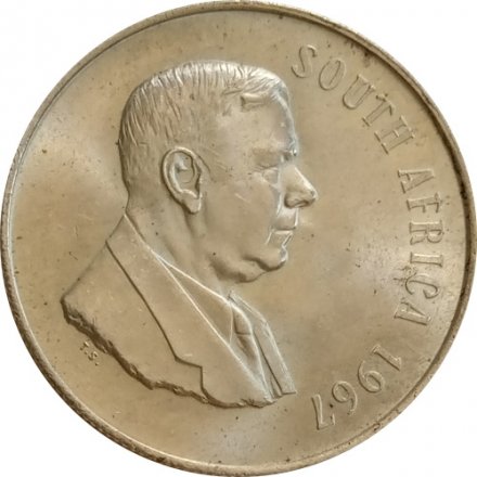 ЮАР 1 рэнд 1967 год - Первая годовщина смерти Хендрика Фервурда (SOUTH AFRICA)