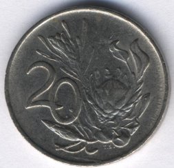 ЮАР 20 центов 1984 год - Королевская протея