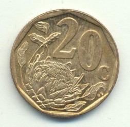 Монета ЮАР 20 центов 1997 год