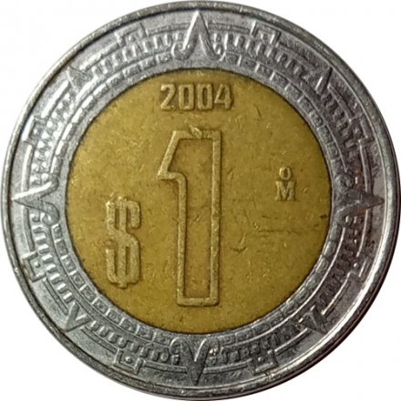 Мексика 1 песо 2004 год - Хохлатый сокол