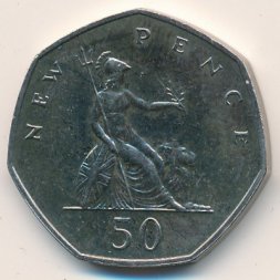 Великобритания 50 новых пенсов 1974 год