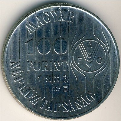 Венгрия 100 форинтов 1983 год - ФАО