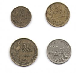 Набор из 4 монет Франция 1950-1958 год