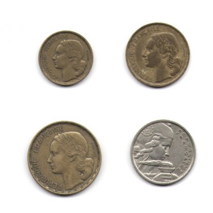 Набор из 4 монет Франция 1950-1958 год