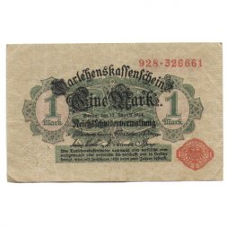 Германия 1 марка 1914 год - красная печать - VF