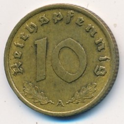 Монета Третий Рейх 10 рейхспфеннигов 1939 год (A)
