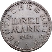 Веймарская республика 3 марки 1924 год (A)