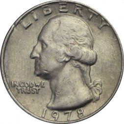 США 25 центов (1/4 доллара) 1978 год - Джордж Вашингтон (без отметки МД)