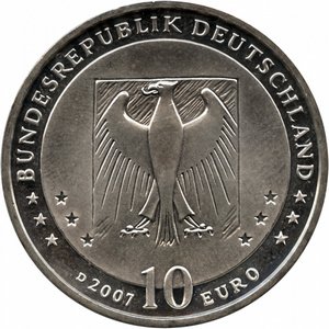 Германия 10 евро 2007 год - 175 лет со дня рождения Вильгельма Буша