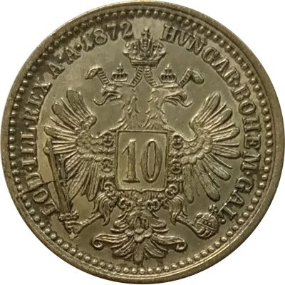 Австрия 10 крейцеров 1872 год