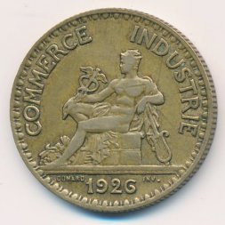 Франция 2 франка 1926 год - Сидящий Меркурий