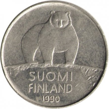 Финляндия 50 пенни 1990 год - Медведь