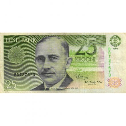 Эстония 25 крон 1992 год - Антон Таммсааре - F