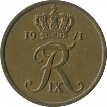 Дания 5 эре 1971 год - Король Фредерик IX