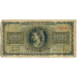 Греция 1000 драхм 1942 год - Портрет женщины. Амфиполийский лев - G
