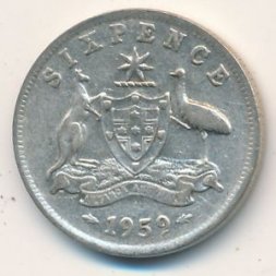 Австралия 6 пенсов 1959 год