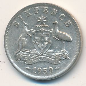 Австралия 6 пенсов 1959 год