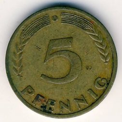 ФРГ 5 пфеннигов 1949 год (D)