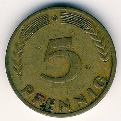ФРГ 5 пфеннигов 1949 год (D)