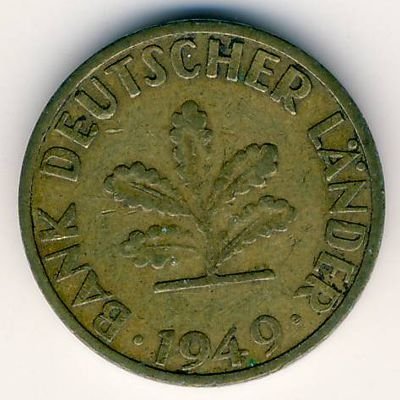 ФРГ 5 пфеннигов 1949 год (D)