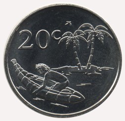 Монета Токелау 20 центов 2017 год - Мужчина в каноэ