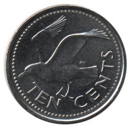 Монета Барбадос 10 центов 2009 год - Летящая чайка