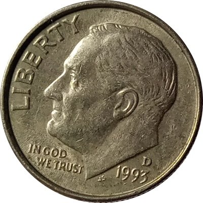 США 1 дайм (10 центов) 1993 год - Франклин Рузвельт (D)