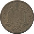 Испания 2 1/2 песеты 1953 год (54 внутри звезды)
