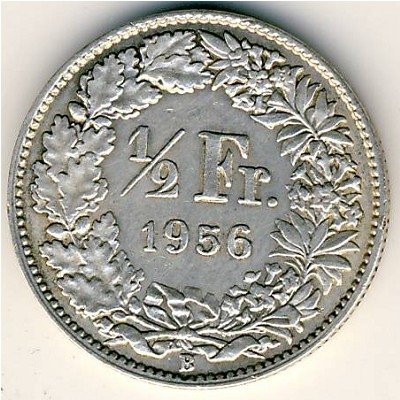 Швейцария 1/2 франка 1956 год