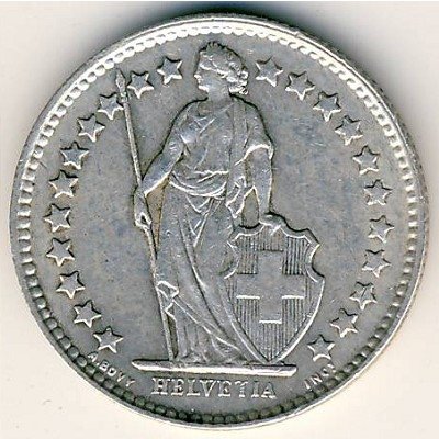 Швейцария 1/2 франка 1956 год