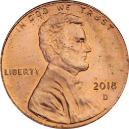 США 1 цент 2018 год - Авраам Линкольн (D)