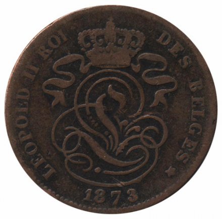 Бельгия 2 сантима 1873 год