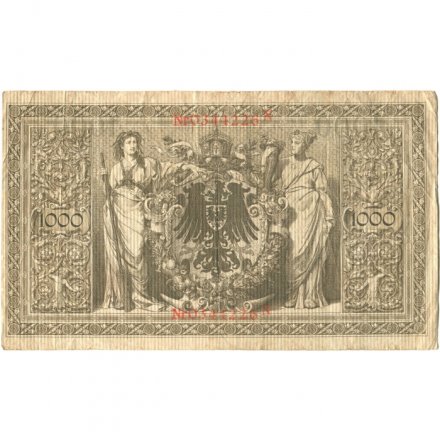 Германия 1000 марок 1910 год (красная печать) - VF