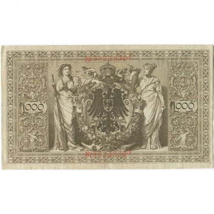 Германия 1000 марок 1910 год (красная печать) - VF