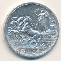 Италия 2 лиры 1916 год