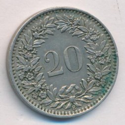 Швейцария 20 раппенов 1939 год