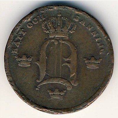 Швеция 1/3 скиллинга 1852 год