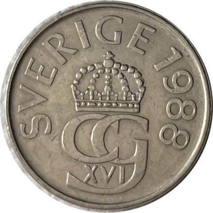 Швеция 5 крон 1988 год - Король Карл XVI Густав
