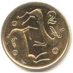 Монета Кипр 2 цента 1998 год - Две козы
