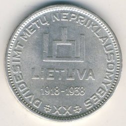 Литва 10 лит 1938 год