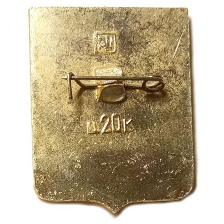 Значок Ленинск. Казахстан. Герб. Серия &quot;Квадраты-1 современные&quot;