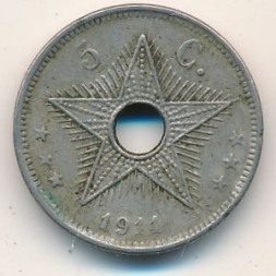 Бельгийское Конго 5 сентим 1911 год