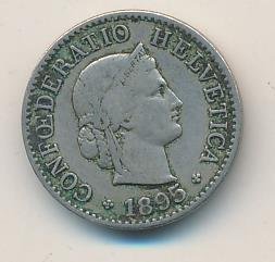 Швейцария 5 раппенов 1895 год