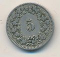 Швейцария 5 раппенов 1895 год