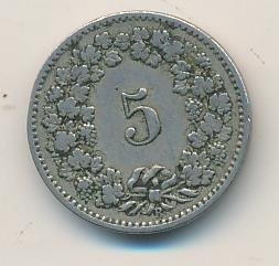 Швейцария 5 раппенов 1895 год